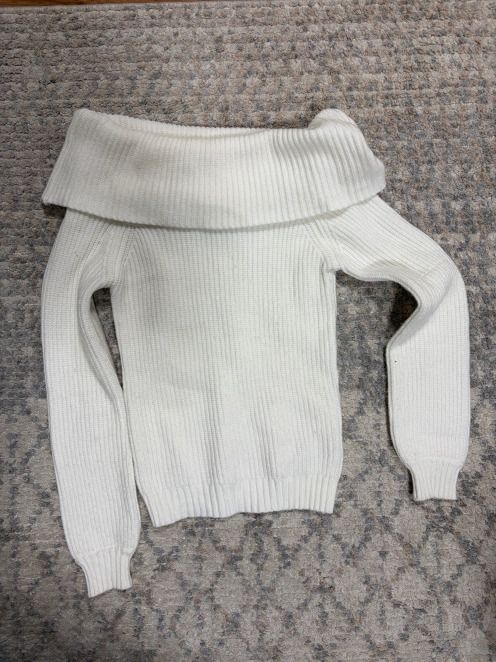 Sincerely Jules Off-Shoulder Ribbed Sweater in White